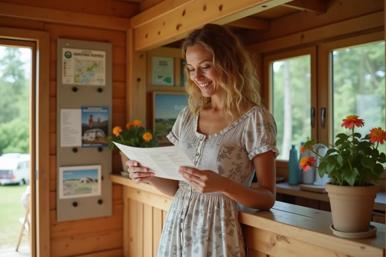 Réception d'un camping familial en forêt à Montalivet, idéal pour séjourner lors du Show Bike 2026